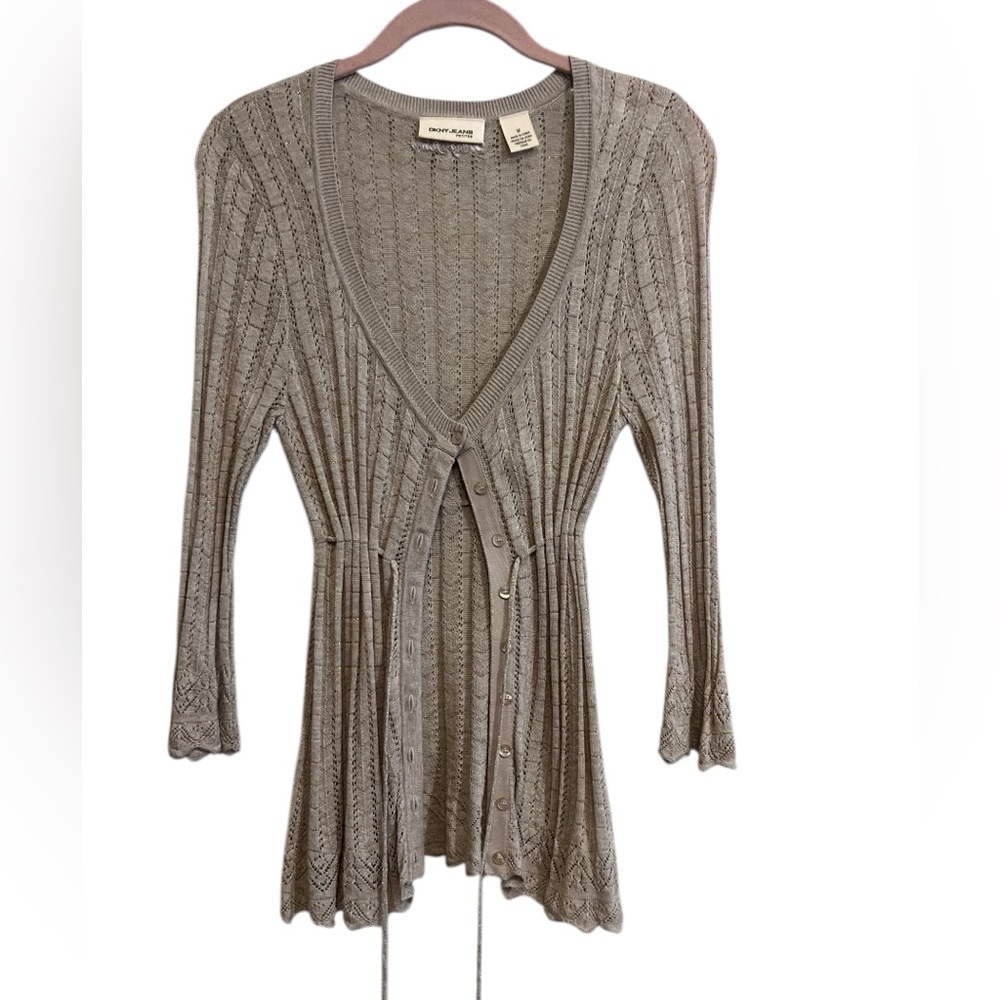 DKNY Jeans Metallic Tan Cardigan Petite Medium